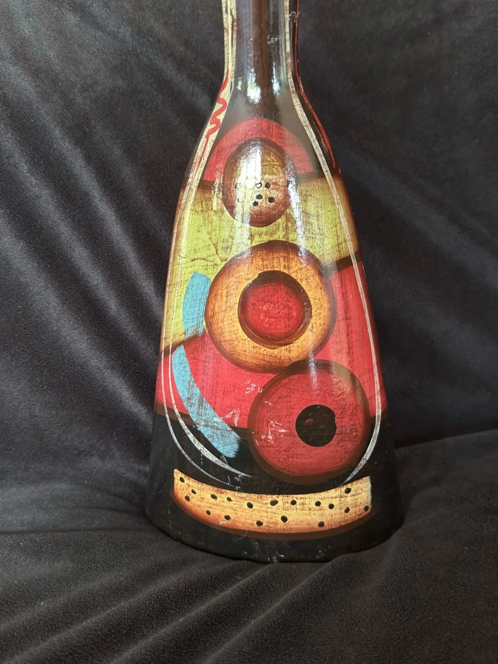Hand-Painted Multicolor Decorative Ceramic Vase 12.5” Tall x 6” - Home Accents